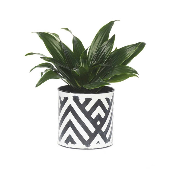 Large Black and White Geometric Flower Pot
