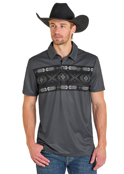 Gray Diamond Aztec Border Polo