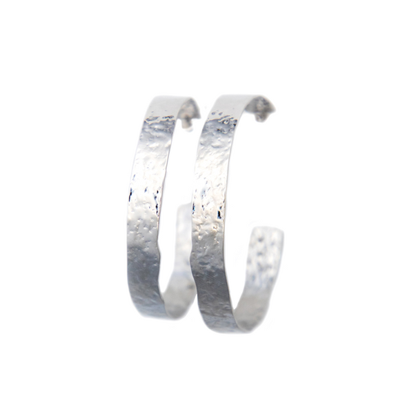 Silver Hammered Hoop Earring