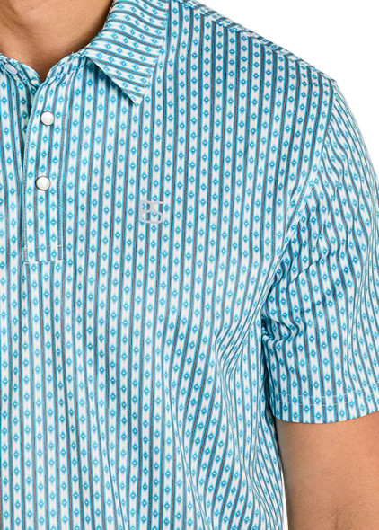 Turquoise Aztec Diamonds Performance Polo