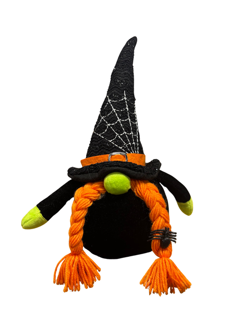 15" fabric witch gnome table decor