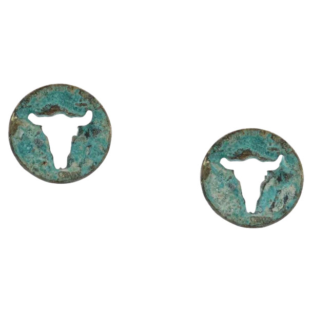 Vintage Nickel Attitude Longhorn Post Earrings