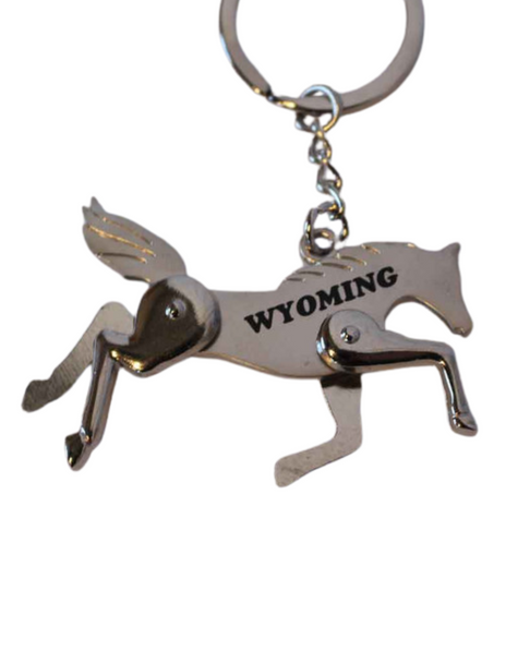 Silver Wyoming Keychain