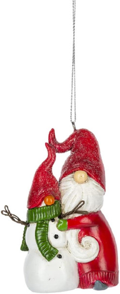 Gnome Hugging Snowman Ornament