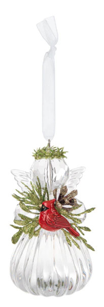 Crystal Angel with Cardinal Ornament