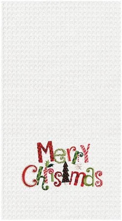 Merry Christmas Cotton Waffle Weave Kitchen Towel