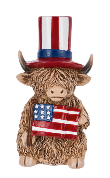Patriotic Highland Cow Figurines