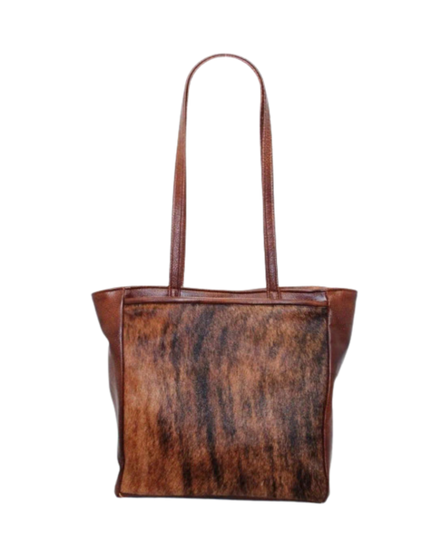 Leather Tote with Long Shoulder Straps and Exterior Pockets