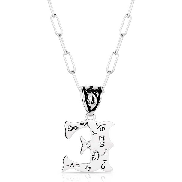 Engraved E Initial Necklace