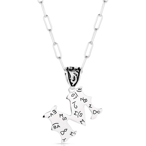 Engraved M Initial Necklace