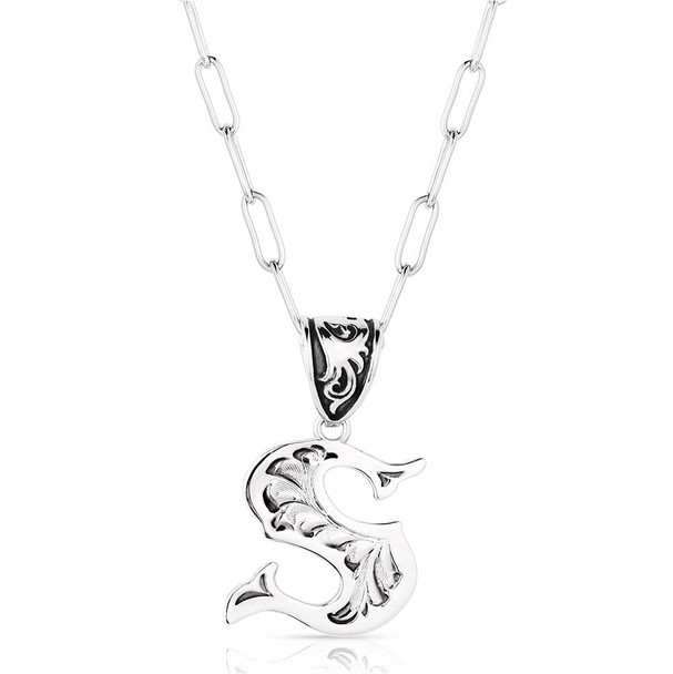 Engraved S Initial Necklace