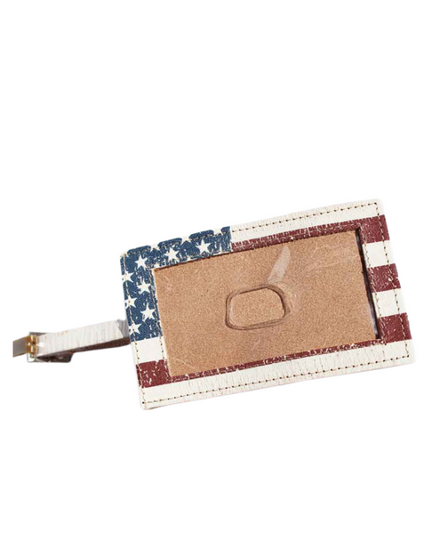 American Flag Leather Luggage Tag
