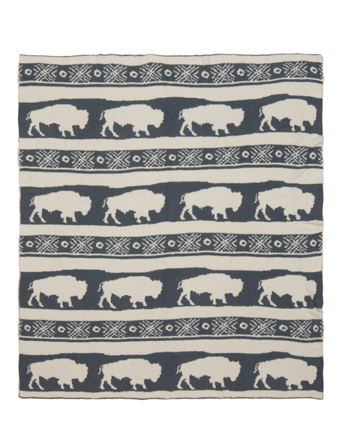 Wrangler Buffalo Slate Stretchy Throw Blanket