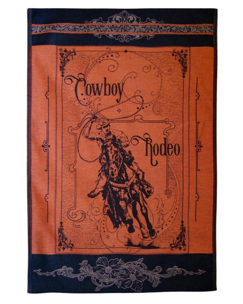 Brick Cowboy Rodeo Jacquard Woven Cotton Tea Towel