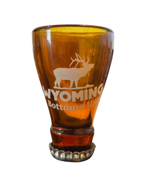 Wyoming Bottoms Up ! Shot glass