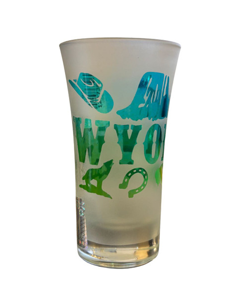Blue and Green Frosted Wyoming Shotglass