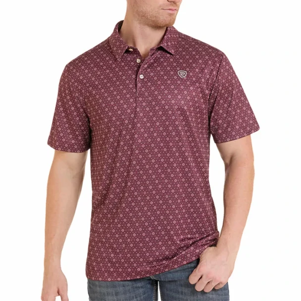 Maroon Geometric All-over Print Polo