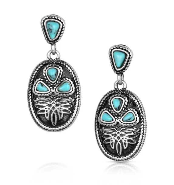 Boot Stitch Turquoise Earrings