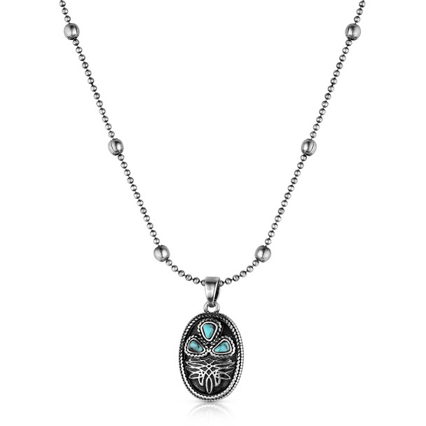 Boot Stitch Turquoise Necklace