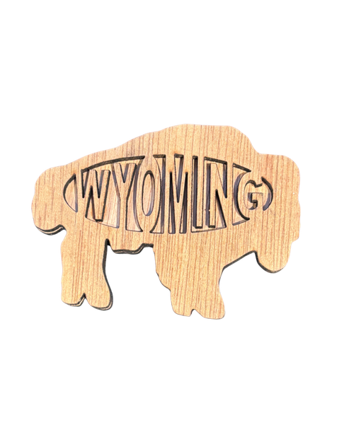 Wood Wyoming Bison Magnet