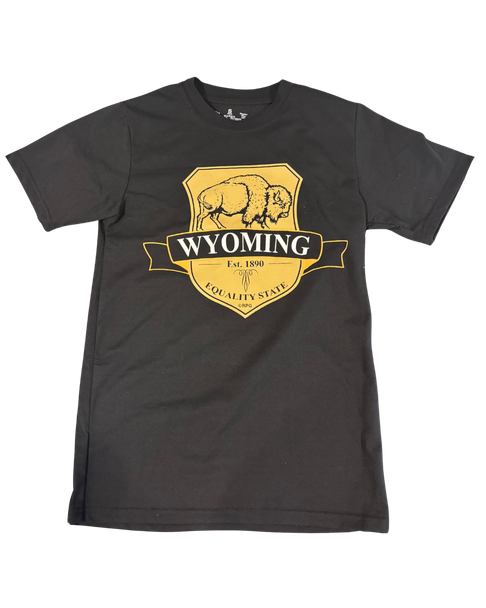 Black Wyoming Shield T-Shirt