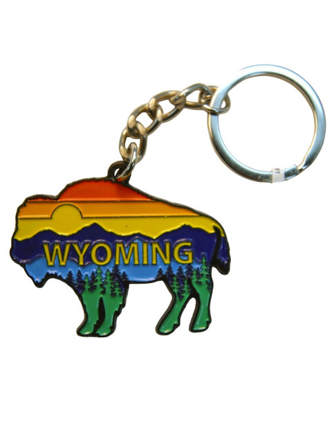 Wyoming Bison Scenic Key Ring