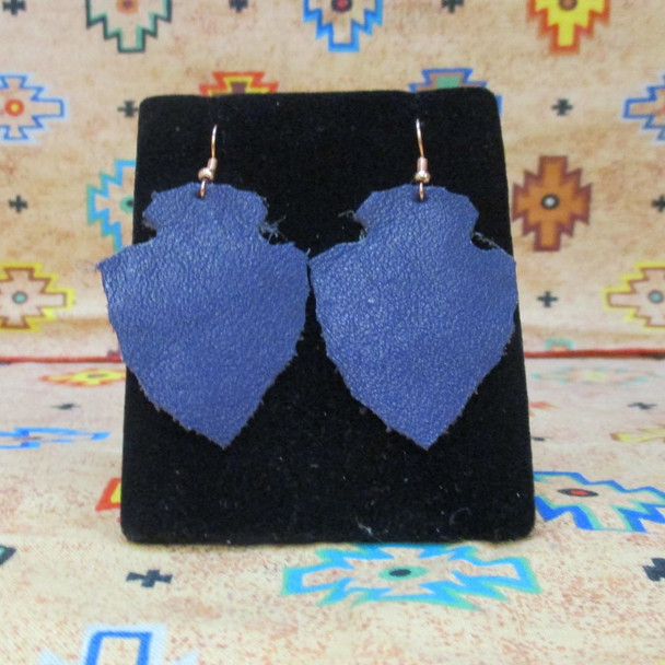 Purple Leather Arrowhead Earring