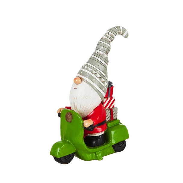 Holiday Gnome Driving Motorcycle Statuary