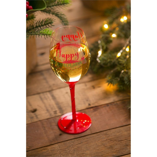 Happy Alcoholiday Wine Glass