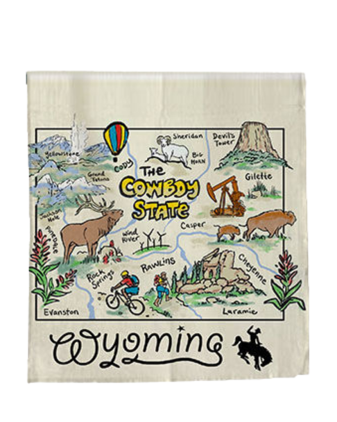 Wyoming Map Tea Towel