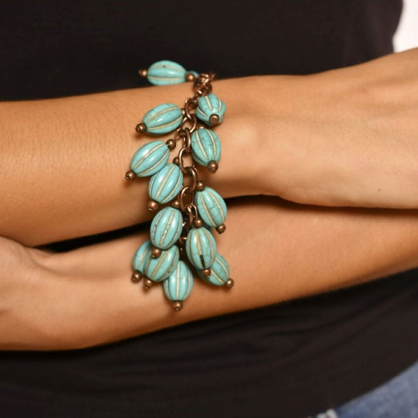 TQ Melon Bead on Copper Chain Toggle Bracelet