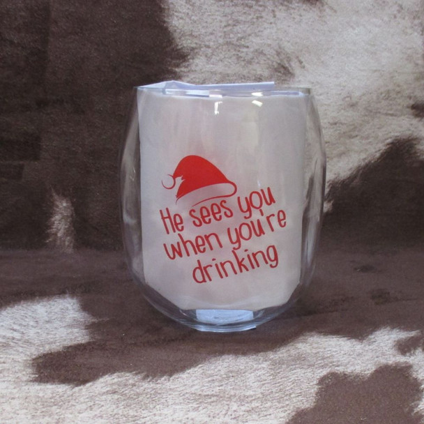 He Sees You When You're Drinking Wine Tumbler