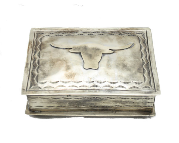 Stamped Silver Box With Longhorn Icon