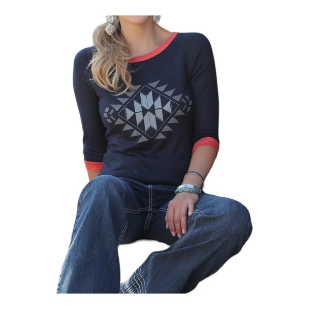 Navy Quarter-Sleeve Raglan Shirt
