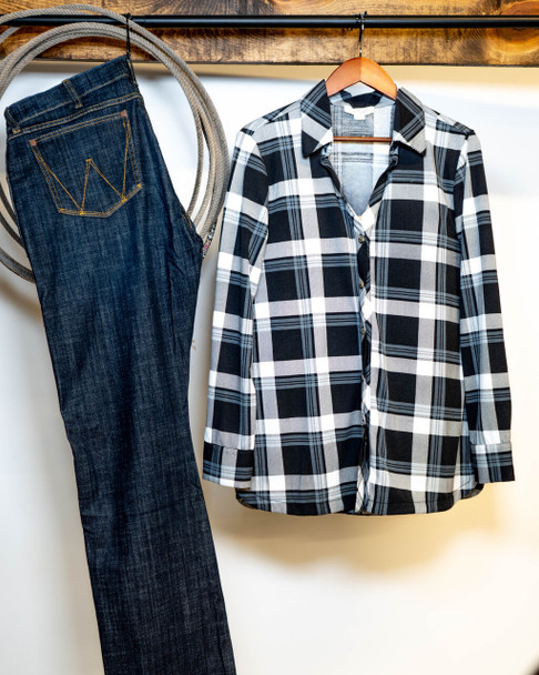 Plaid Collared Button Down Top