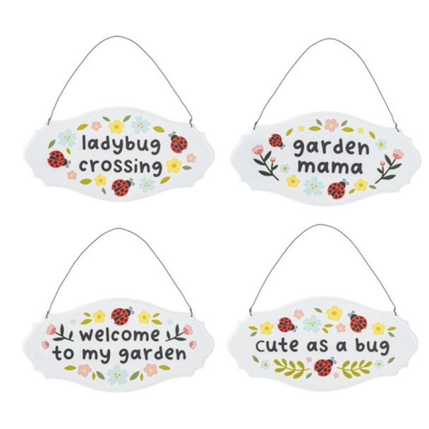 Ladybug Garden with Text Wall Sign