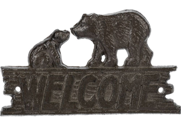 Cast Iron Bear "Welcome" Wall Plaque