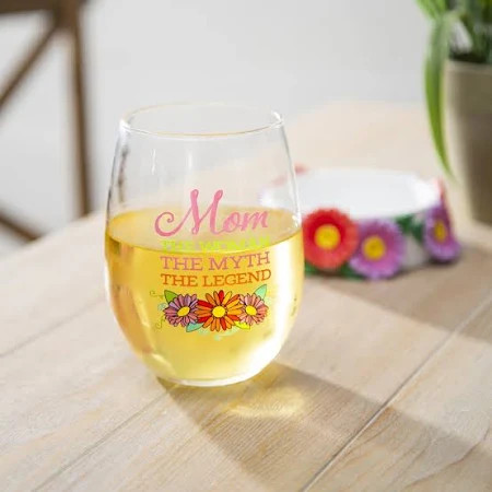 Mom, The Woman The Myth The Legend Wine Glass & Coaster Set