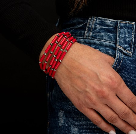 Red Beaded Stretch Bracelet
