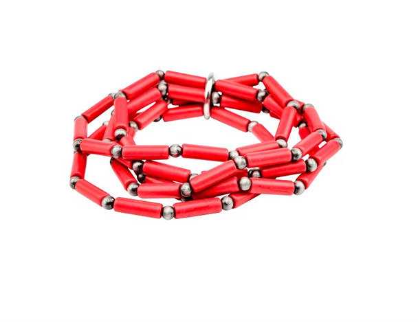 Red Beaded Stretch Bracelet