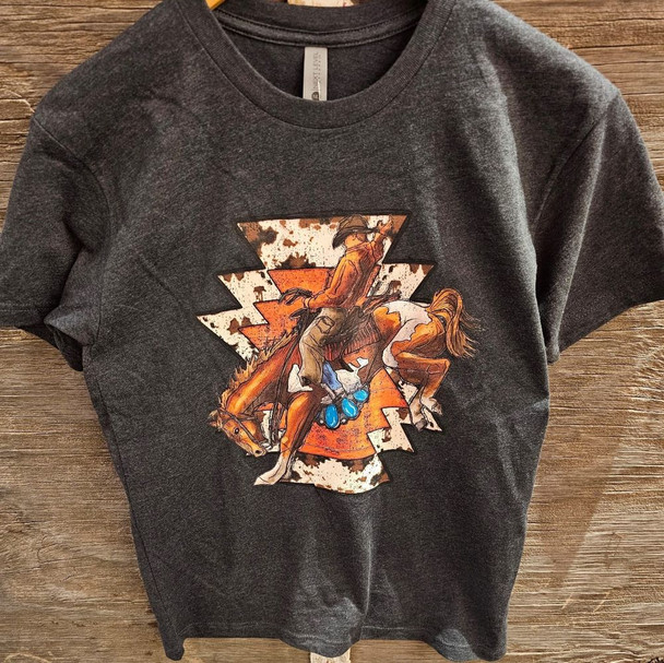 Black Bucking Cowboy T-Shirt