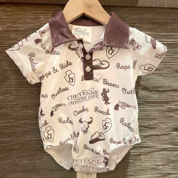 White Cheyenne Outlaw Polo Diaper Shirt