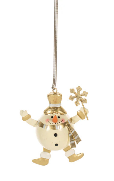 Gold Santa & Snowman Ornaments