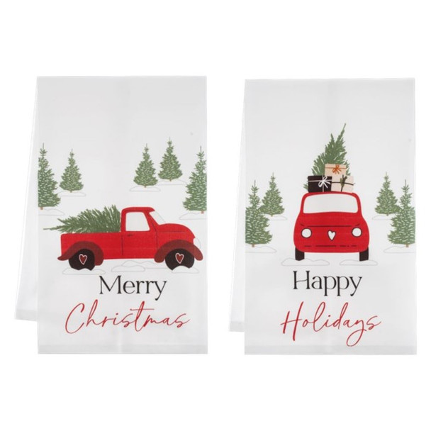 Christmas Truck & Car Tea Towel