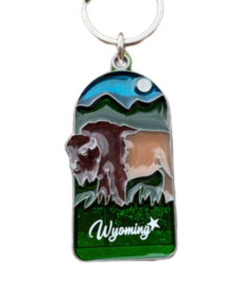Wyoming Stained Glass Keychain