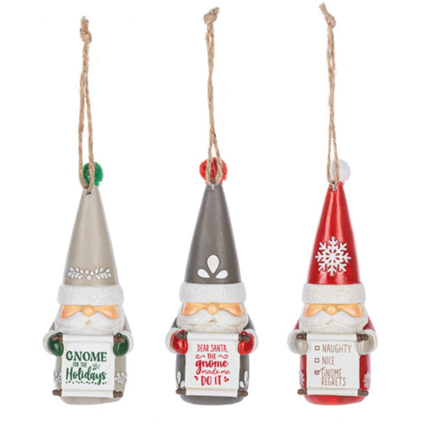 Gnome with Scroll Message Ornament