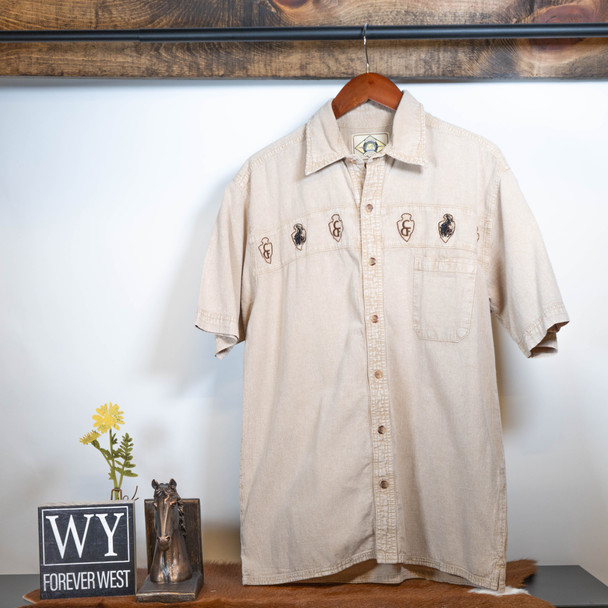 Khaki Arrowhead Embroidered Short Sleeve Shirt