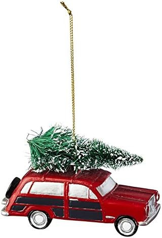 Truck and Station Wagon Christmas Ornament Set