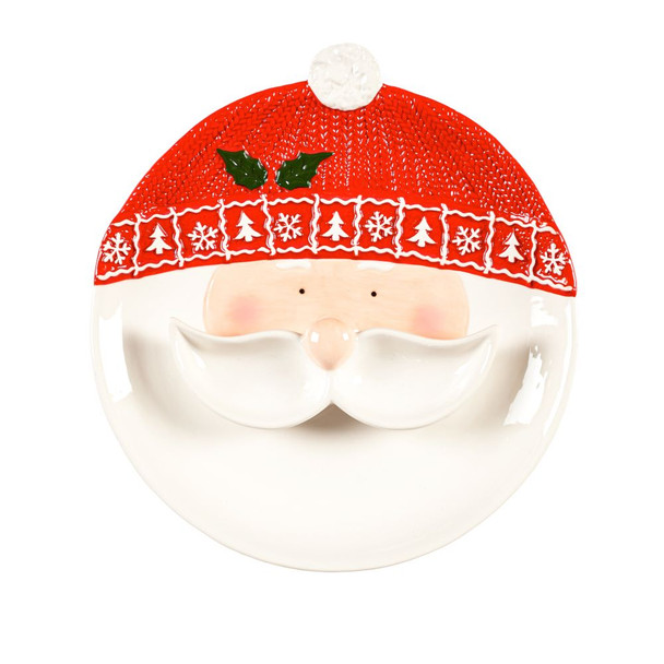 Santa Ceramic Serving Plate with Removable Dip Bowl