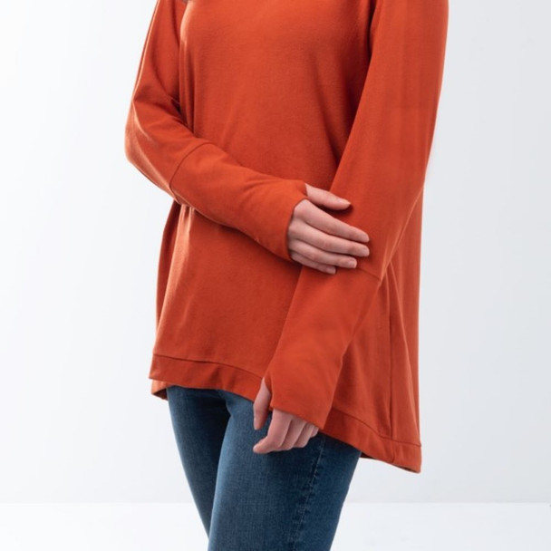 Raw Edge Turtleneck Top